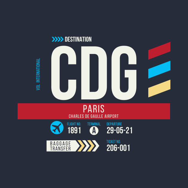 Paris (CDG) Airport Code Baggage Tag E by SLAG_Creative