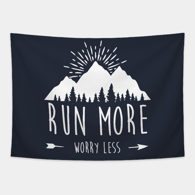 Run More Worry Less Tapestry by tshirtguild