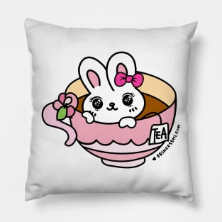 a cup of tea with kawaii bunny Pillow