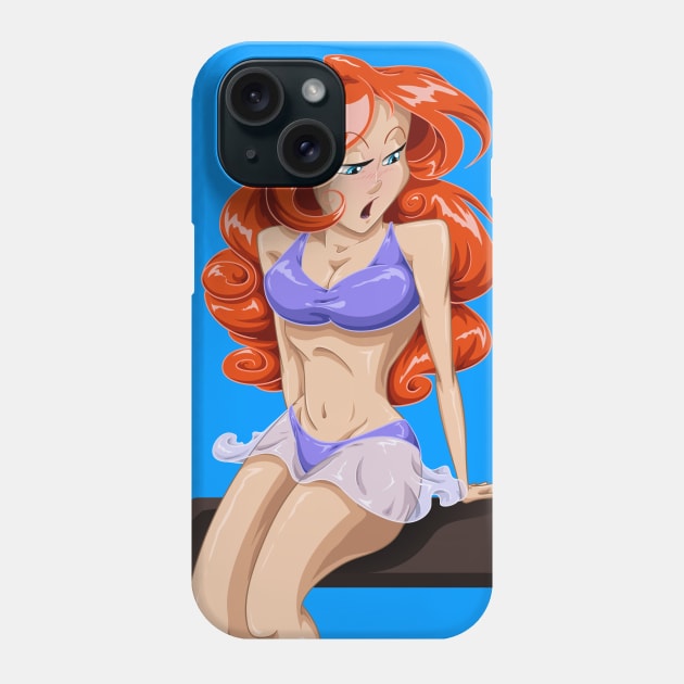 Woman And Fish Talking At The Pool Phone Case by LironPeer