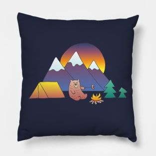 Bear Camping in the Mountains Pillow