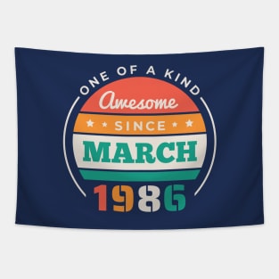 Retro Awesome Since March 1986 Birthday Vintage Bday 1986 Tapestry