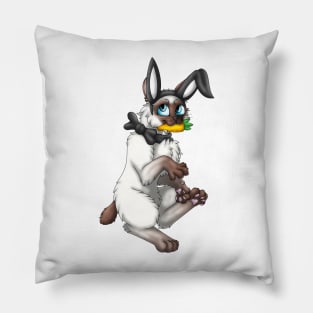 Bobtail BunnyCat: Chocolate Point (Black) Pillow