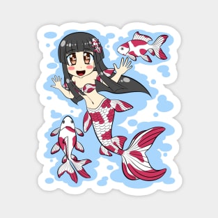 Goldfish Mermaid (Red, White) Magnet