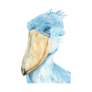 Shoebill watercolor bird portrait T-Shirt