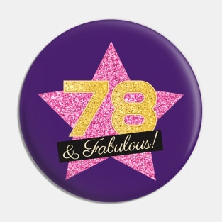 78th Birthday Gifts Women Fabulous - Pink Gold Pin