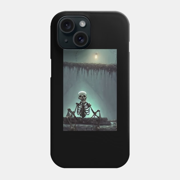 Skeleton Chained Phone Case by skeleton sitting chained