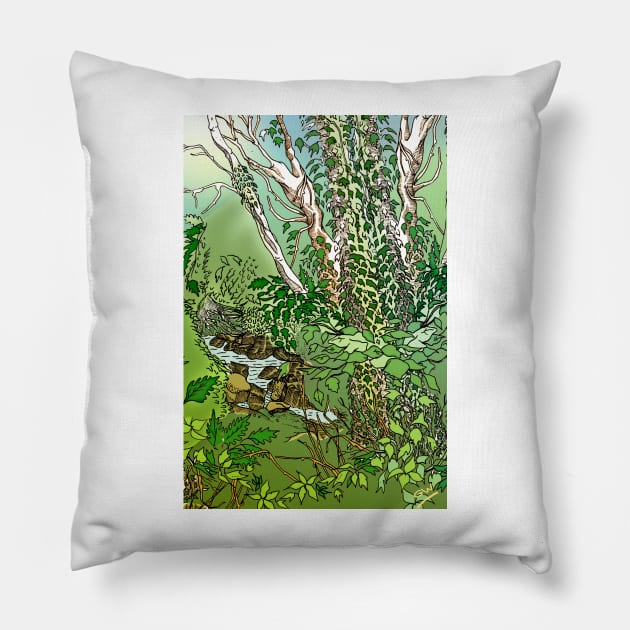 Water of Leith outside Edinburgh sketch Pillow by grantwilson