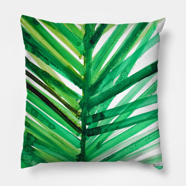 watercolor lines palm leaf 34 Pillow by mariacaballer