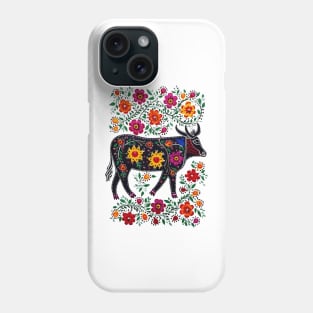 Polish Folk Art Design Cute Cow With Flowers Phone Case