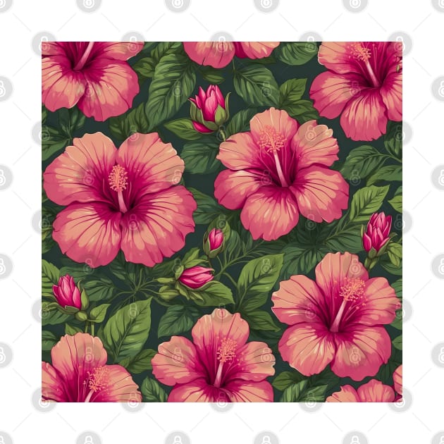 Pink hibiscus flowers by ANVC Abstract Patterns