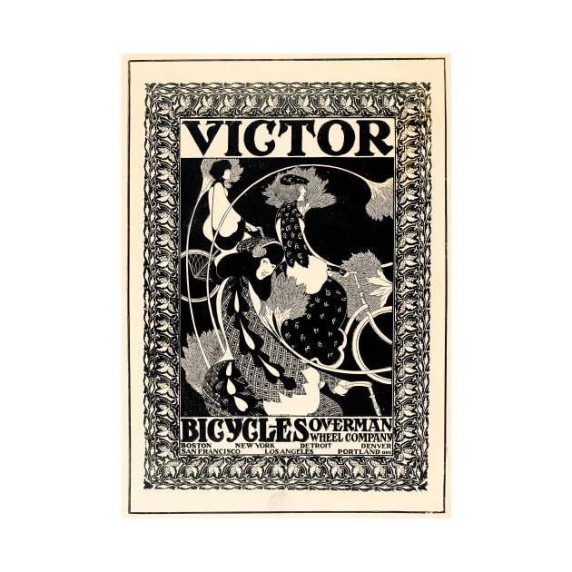 American VICTOR BICYCLES Art Nouveau Lithograph Poster by William Bradley by vintageposters