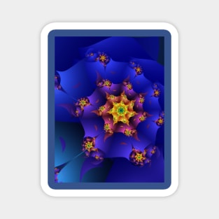 Electric Blue Fractal Spiral Magnet