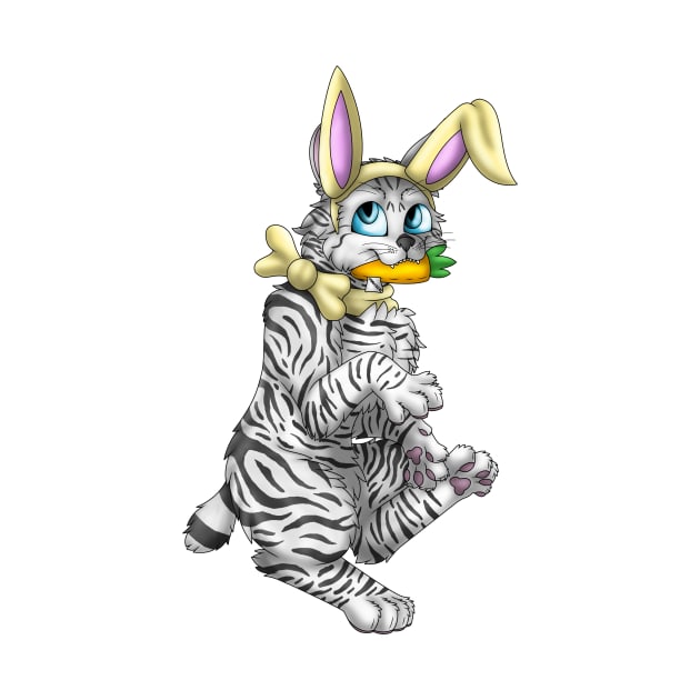 Bobtail BunnyCat: Silver Tabby (Yellow) by spyroid101