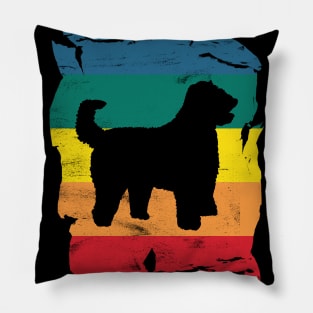 Goldendoodle Distressed Vintage Retro Silhouette Pillow