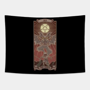 The Devil Tarot Card XV Pentagram Goth Vintage Pagan Wicca Tapestry