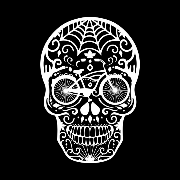 Mexican Bicycle Skull - Black and White by XOOXOO