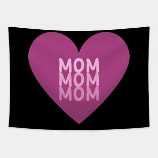 Mom - Repeated Text Inside A Magenta Heart Tapestry