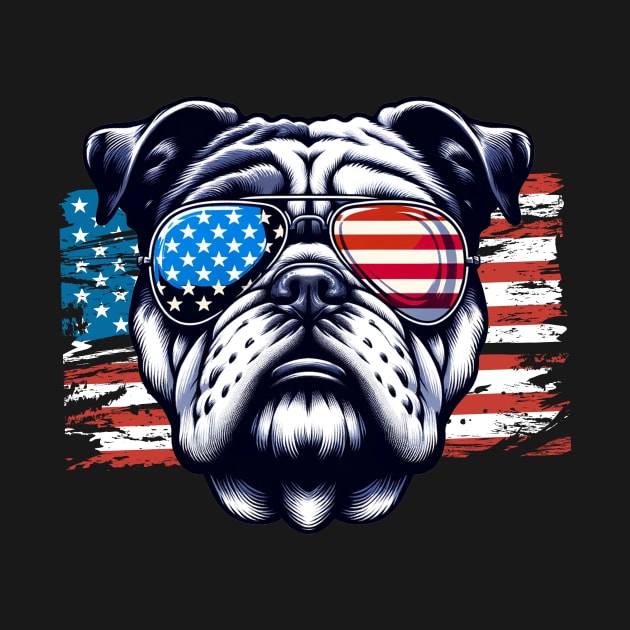 Bulldog Patriotic Sunglasess American Flag 4th of July by karishmamakeia