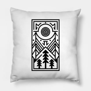 Spurce Trees Tribal Line Art (Black) Pillow