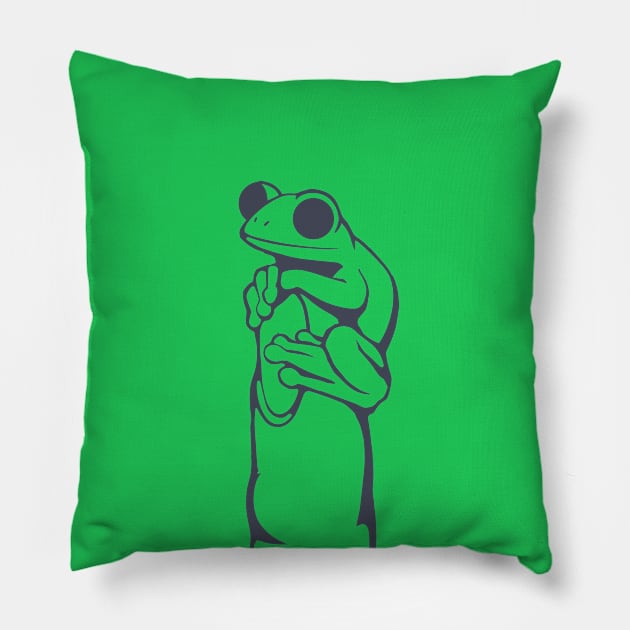 Small frog on a finger. Design for amphibian lovers Pillow by croquis design