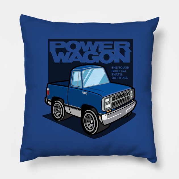 Impact Blue - Power Wagon (1980 - White-Based) Pillow by jepegdesign