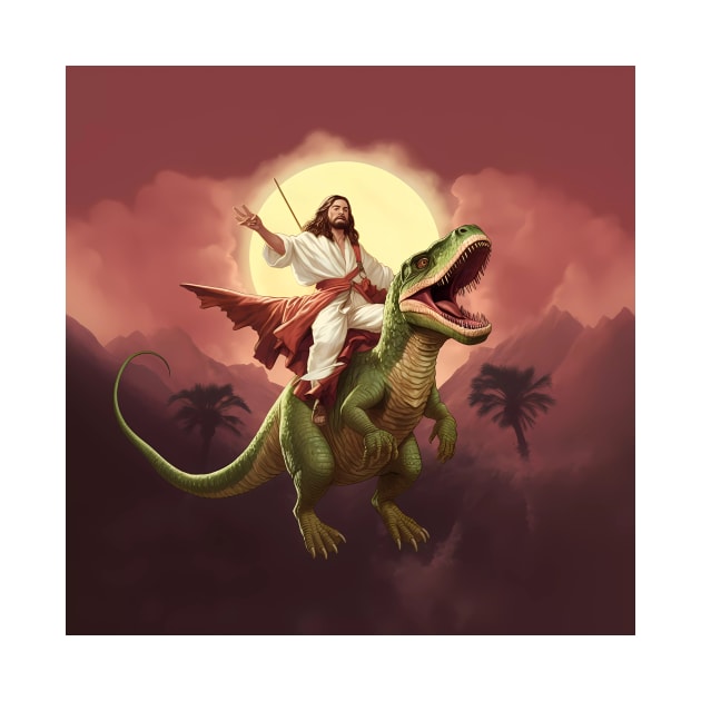 Jesus Riding Dinosaur by Acid_rain