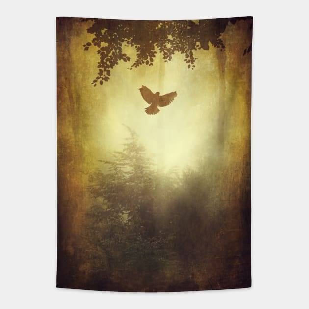 Weltschmerz - Surreal Misty Forest Scenery Tapestry by DyrkWyst