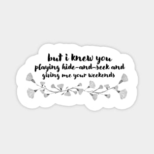 Cardigan Lyrics Black and White Magnet