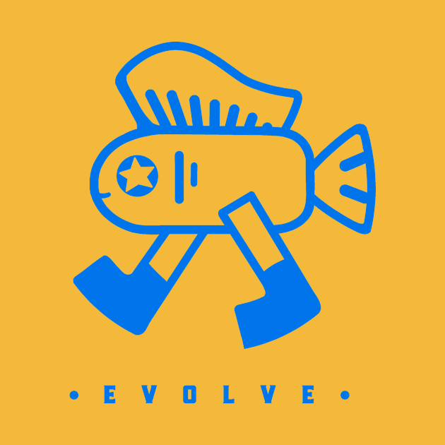 Fish with mohawk hairstyle got legs. Dorky, minimal design style. by croquis design