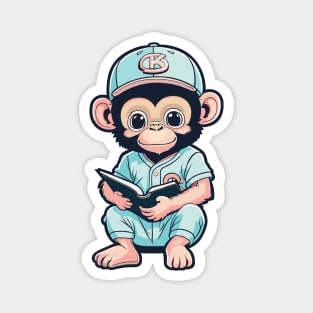 Monkey Baseball Player Magnet