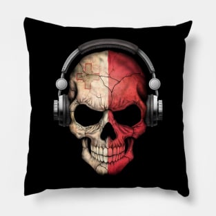 Dark Skull Deejay with Maltese Flag Pillow