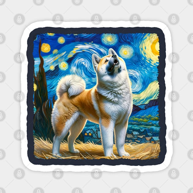 Starry Akita Dog Portrait - Pet Portrait Magnet by starry_night