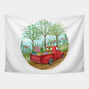 Vintage Plant Truck Tapestry