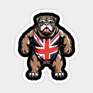British Wrestler Bulldog Cartoon - Fun and Playful Design Magnet