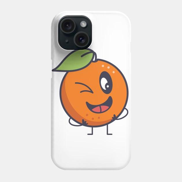 Kawaii Winking Orange Phone Case by Jonathan Wightman