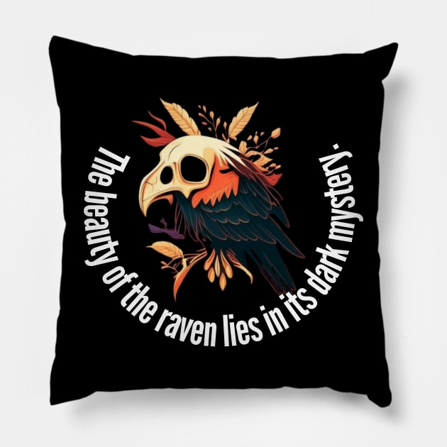 Raven with skull Pillow by Crazy skull