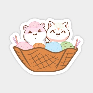 Kawaii Cat Ice Cream Magnet