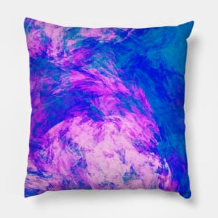 Bubblegum Pink and Blue Burst Abstract Artwork Pillow