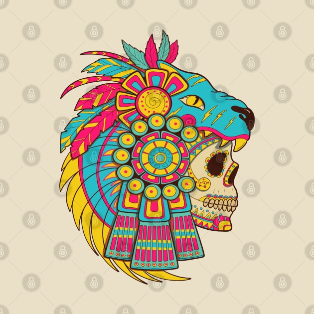 Aztec Warrior Skull by machmigo