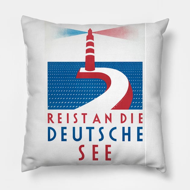 Vintage Travel Poster Germany Reist an die deutsche See Pillow by vintagetreasure