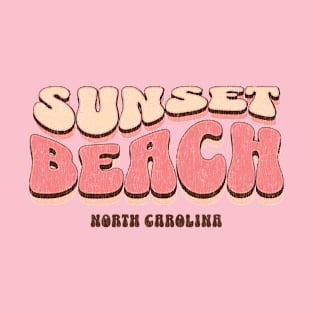 Sunset Beach, North Carolina Retro Bubble Text T-Shirt