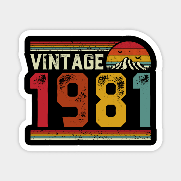 Vintage 1981 Birthday Gift Retro Style Magnet by Foatui