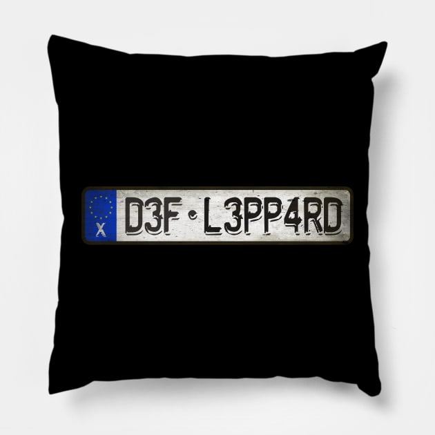 D3F - L3PP4RD Car license plates Pillow by Girladies Artshop