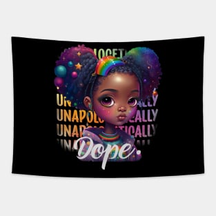 Unapologetically Dope Cute Black Girl Magic Rainbow Afro Puff Tapestry