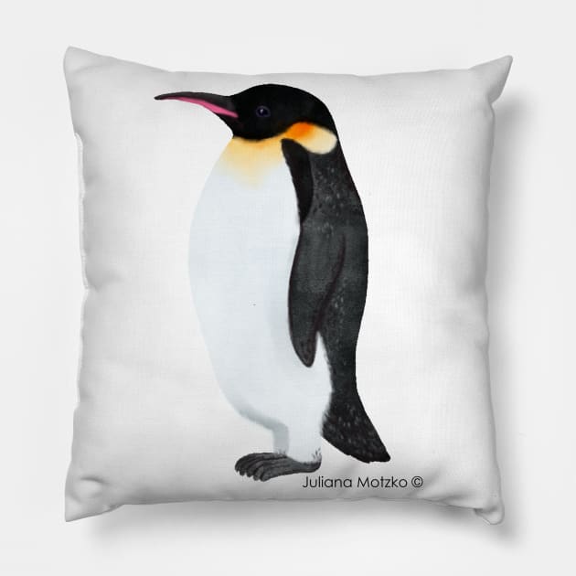 Emperor Penguin Realistic Illustration Pillow by julianamotzko