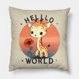 Hello World Giraffe Pillow
