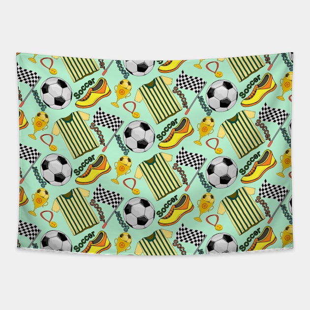 Soccer Pattern Tapestry by Designoholic