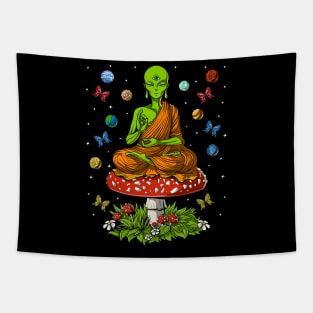 Mushroom Alien Buddha Tapestry