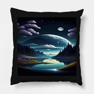 Starry Mountain Lake Pillow